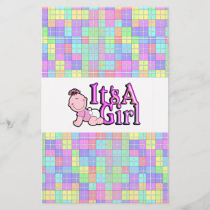 Papier C'est un texte rose fille avec barrette à bonbons 