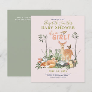 Papier C'est une FILLE ! Cute Woodland Baby Animals Douch