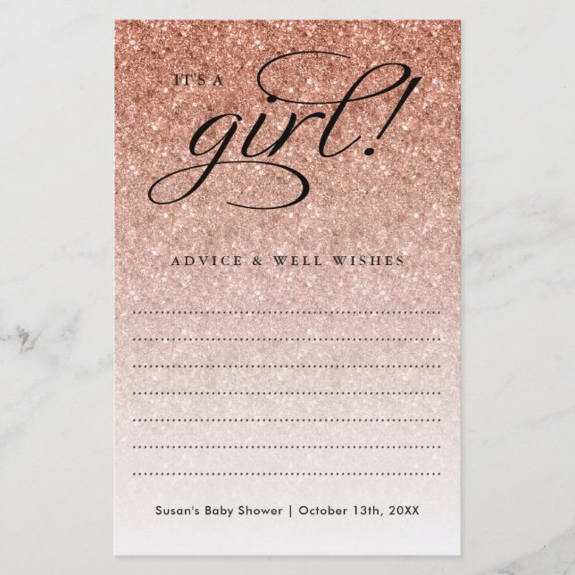 Papier C'est une fille Rose Gold Ombre conseil de Parties (Devant)