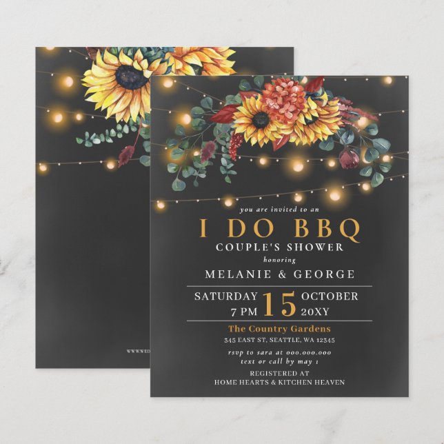 Papier Chaîne Budget Fleurs de soleil clair I DO BBQ Invi (Devant / Derrière)
