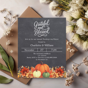 Papier Chalet de citrouille béni Thanksgiving invitation