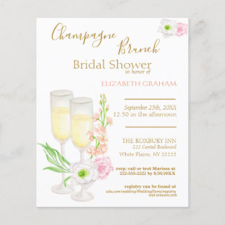 Papier Champagne Brunch Bridal Douche Budget d'invitation