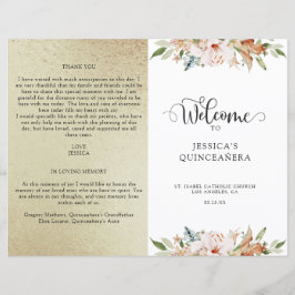 Papier Champagne Gold et Pink Floral Quinceanera Programm