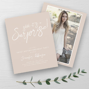 Papier Champagne moderne Surprise Sweet 16 Invitations