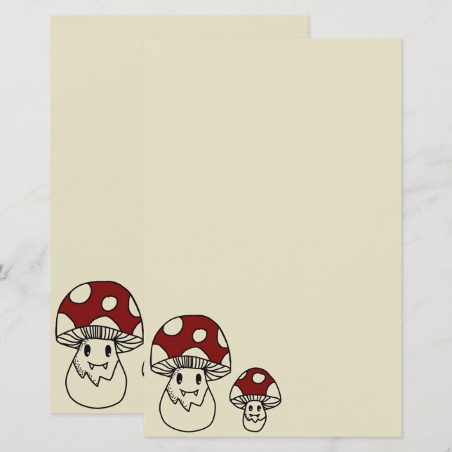 Papier Champignon mignon stationnaire double face (Devant / Derrière)