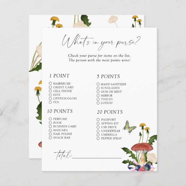 Papier Champignons d'automne - Qu'y a-t-il dans votre jeu (Devant / Derrière)