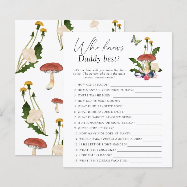 Papier Champignons de la forêt d'automne - Qui connaît pa (Devant / Derrière)