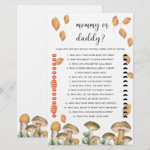 Papier Champignons - maman ou papa jeu de baby shower