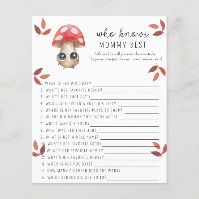 Papier Champignons mignons - Qui connaît maman meilleur j (Devant)