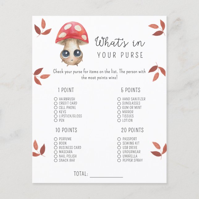 Papier Champignons mignons - Whats dans votre sac à baby  (Devant)