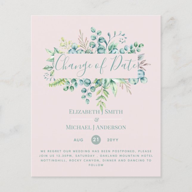 Papier Changement de plan Date Greenery Eucalyptus Event (Devant)