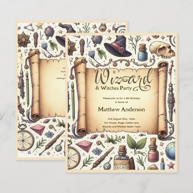 Papier Chapeaux de baguettes magiques de fête de sorcière (Devant / Derrière)