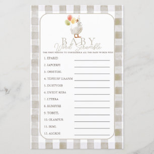 Papier Charade de mots bébé en beige à carreaux Silly Goo