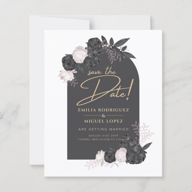Papier Charcoal Grey Rose Roses Mariage ENREGISTRER LA DA (Devant)