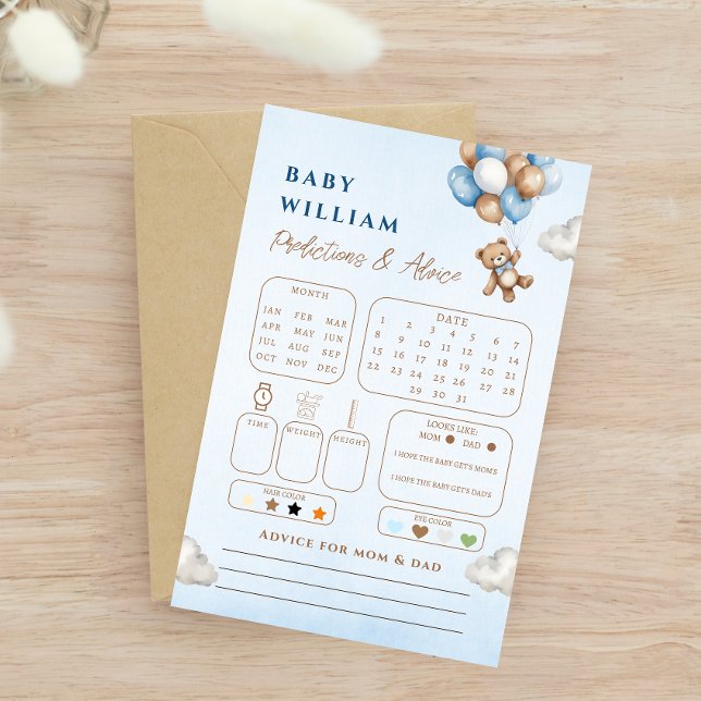 Papier Charming Blue Bear Prédictions Conseils Douche (Créateur téléchargé)