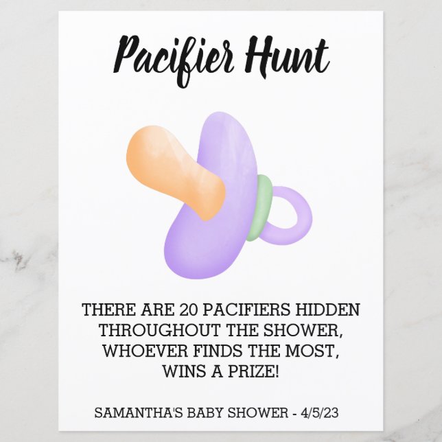 Papier Chasse au Pacifique du jeu de baby shower (Devant)