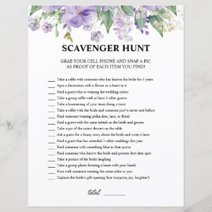 Papier Chasse au trésor violet pour la fête de mariage