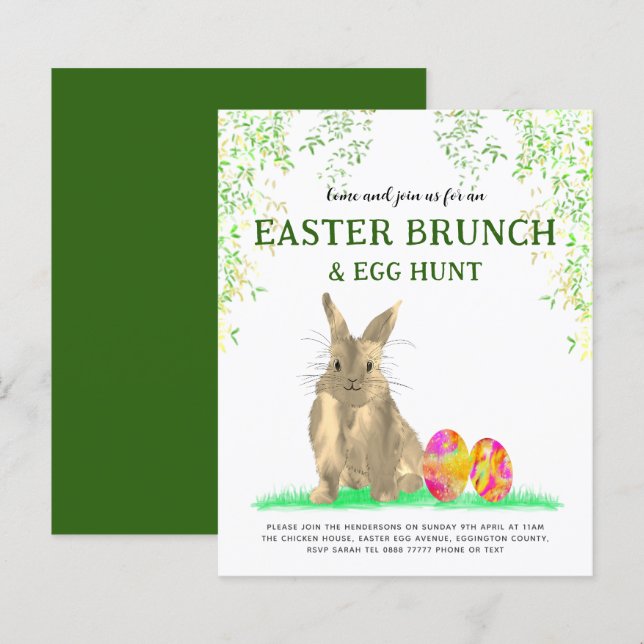 Papier Chasse aux oeufs de lapin de Pâques et Brunch (Devant / Derrière)