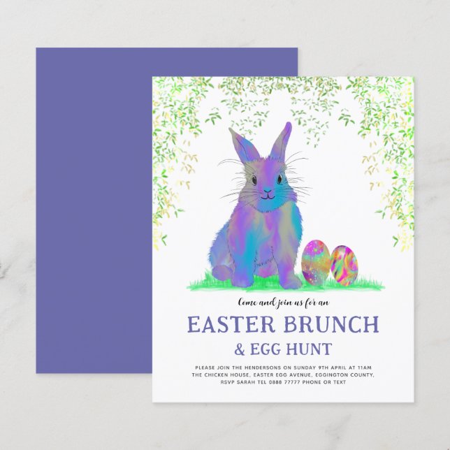 Papier Chasse aux oeufs de lapin de Pâques et Brunch Purp (Devant / Derrière)