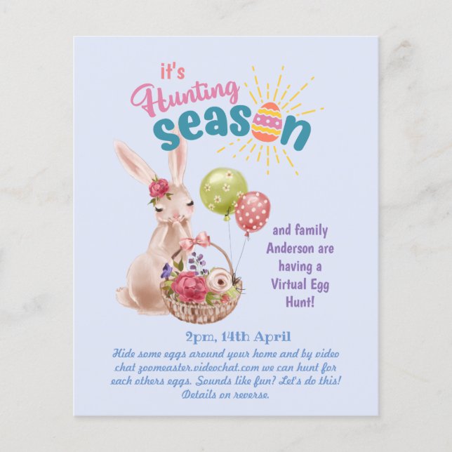 Papier Chasse aux œufs de Pâques virtuelle ! Invitations  (Devant)