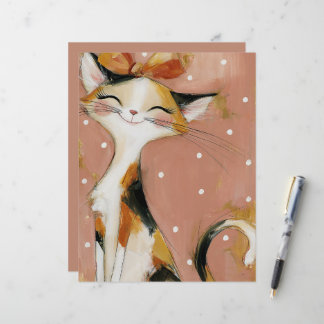 Papier Chat calico fantaisiste Rose Poussiéreuse Orange N