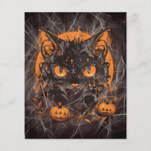 Papier Chat noir d'Halloween avec Citrouilles et lune