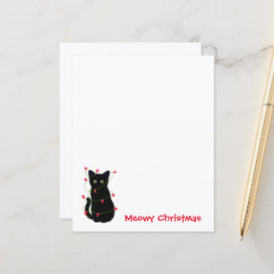 Papier chat noir   Meowy Christmas   lumières scintillant