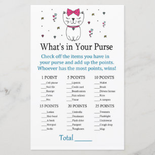 Papier Chat ou chaton Qu'y a-t-il dans votre sac à main