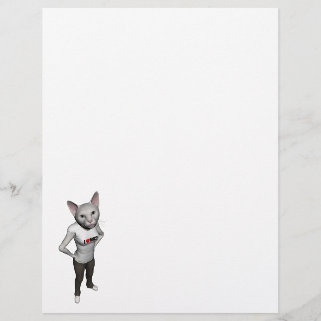 Papier Chat Siamais Blanc Amoureux Mice (Devant)