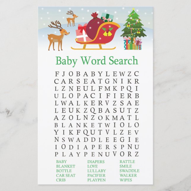 Papier Chaudron de cerf avec cadeaux Baby shower Word Sea (Devant)