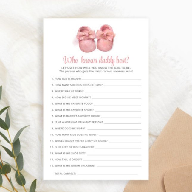 Papier Chaussures roses Baby shower Qui Connaît Le Meille (Créateur téléchargé)