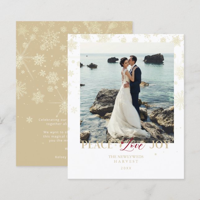 Papier Cheap Newlyweds First Christmas Snowflakes Photo (Devant / Derrière)