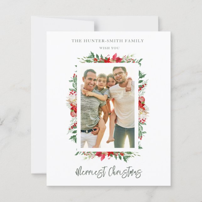 Papier Cheap Photo Classic Merriest Christmas Poinsettias (Devant)