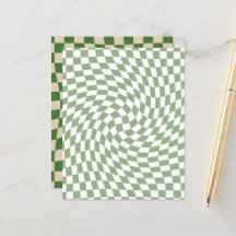 Chèques déroutés Sage Green Retro À damiers
