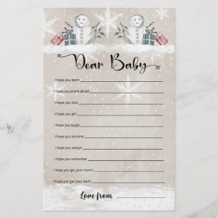 Papier Cher bébé Snowman jeu de baby shower