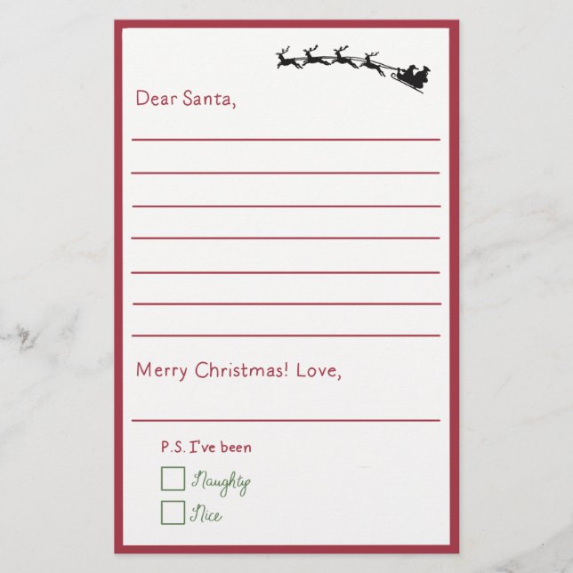 Papier Cher Père Noël - Lettre Enfants À Père Noël Linked (Devant)