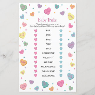 Papier Chérie Bonbons Bébé Traits Baby shower Jeu