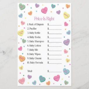 Papier Chérie Candy Prix est le bon Baby shower jeu
