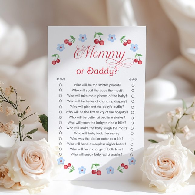 Papier Cherry Blue maman ou papa jeu de Baby shower (Créateur téléchargé)