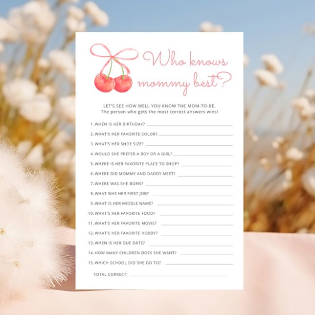 Papier Cherry Pink Ribbon Qui Connaît Mommy Meilleur Jeu (Créateur téléchargé)