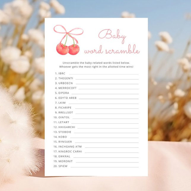 Papier Cherry rose Ruban Baby shower Mot Jeu (Créateur téléchargé)