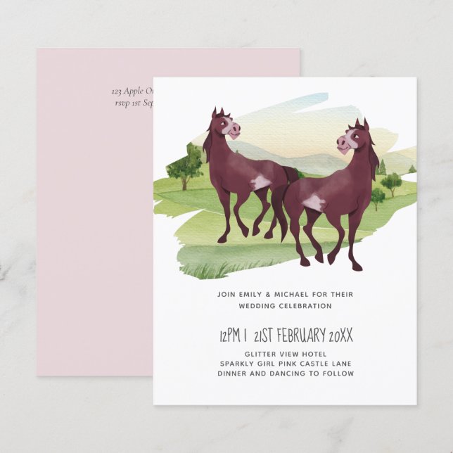 Papier Cheval Pays Thématique Western Rustic Mariage (Devant / Derrière)