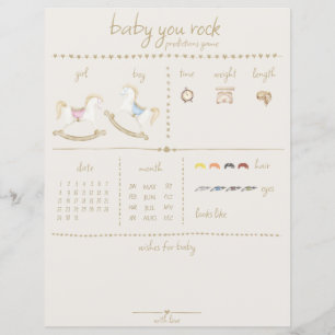 Papier Cheval Rocher bleu rose Baby shower neutre pour le