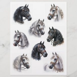 Papier Chevaux d'Arabie avec de belles Bridles