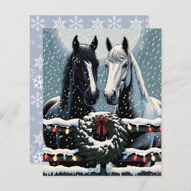 Papier Chevaux de fête | Scrapbook de Noël  (Devant / Derrière)