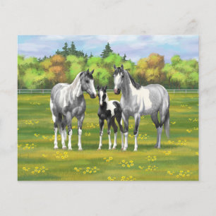Papier Chevaux De Peinture Gris De Pâte De Poisson En Été