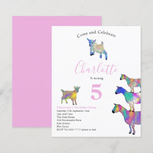 Papier Chèvres Aquarelle Filles Anniversaire Fête Rose