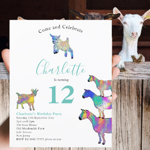 Papier Chèvres colorées Ferme Animaux fête d'anniversaire