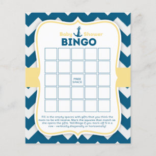 Papier Chevron Ancre Nautical Baby Bingo Card
