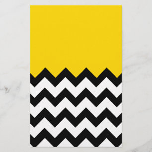Papier Chevron noir et blanc sur un Jaune Vibrant